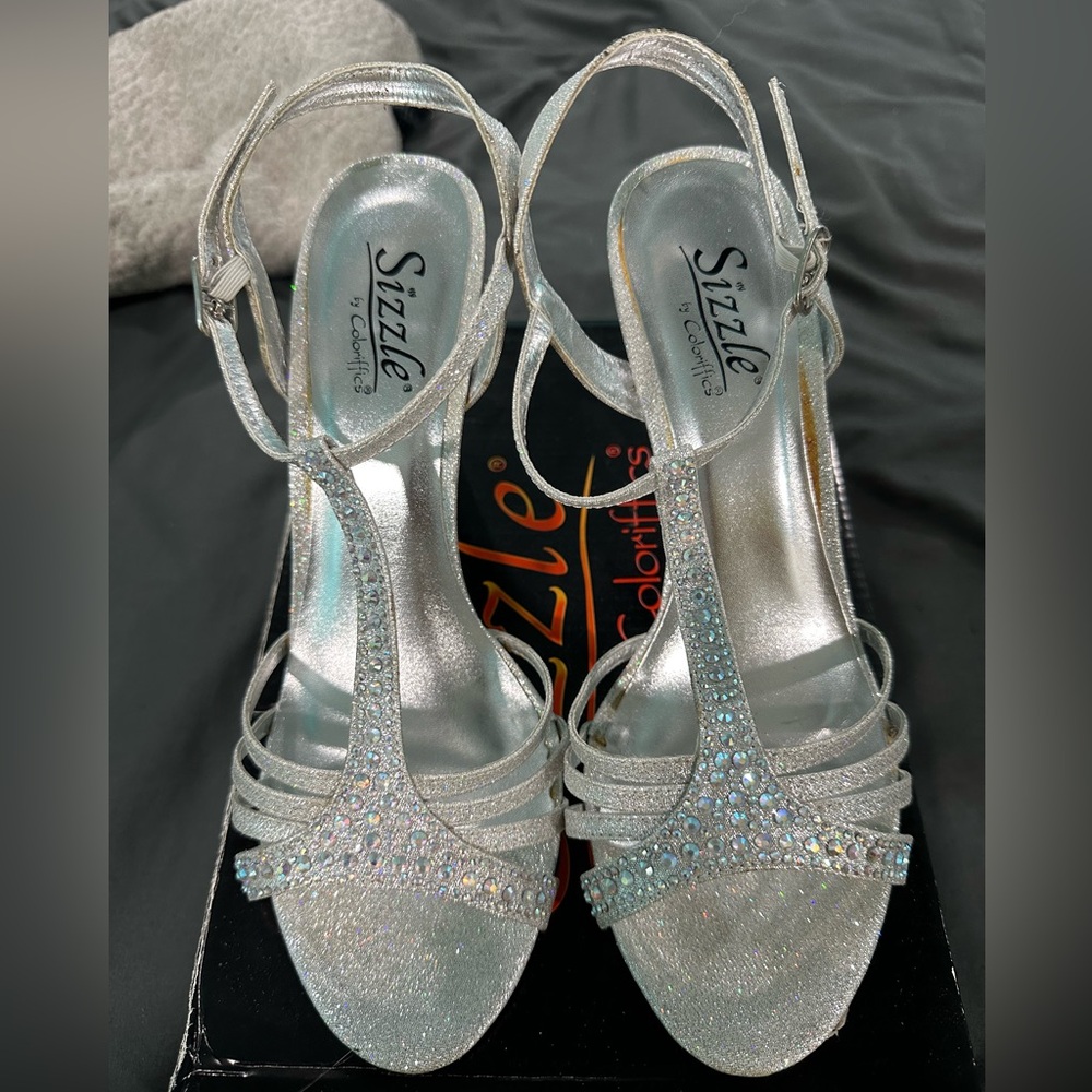 Women's Silver Strappy Heels